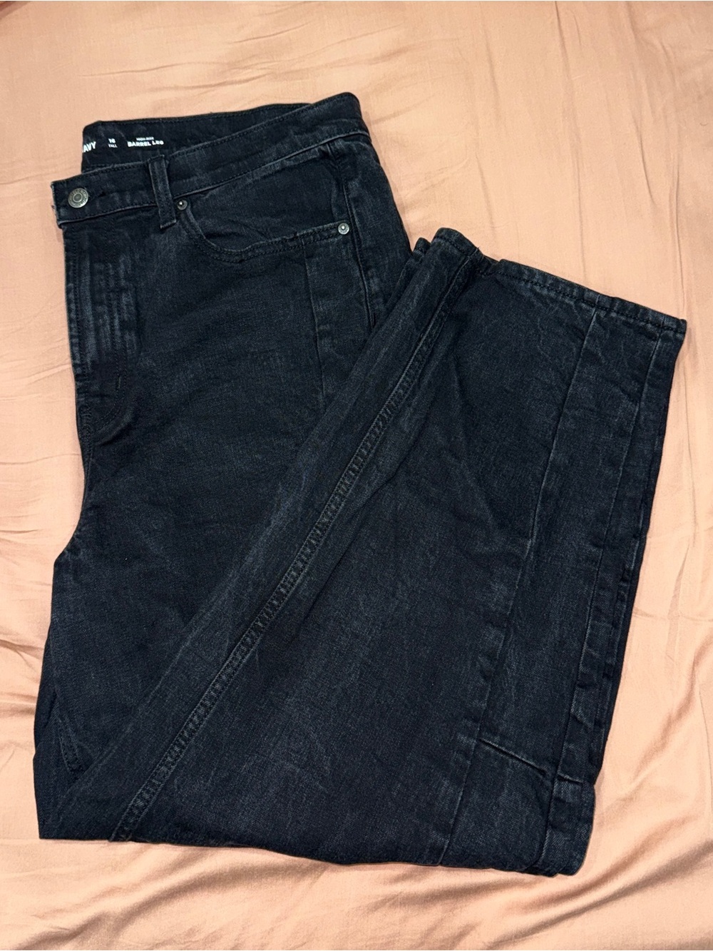 Old Navy Women’s High Rise Black Washed Barrel-Leg Jeans